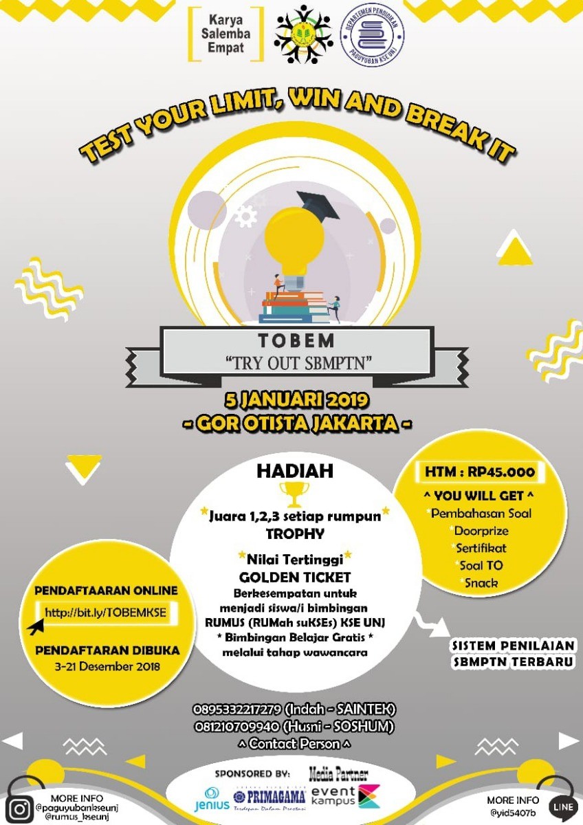 Poster TRY OUT SBMPTN KSE UNJ Regional Jakarta