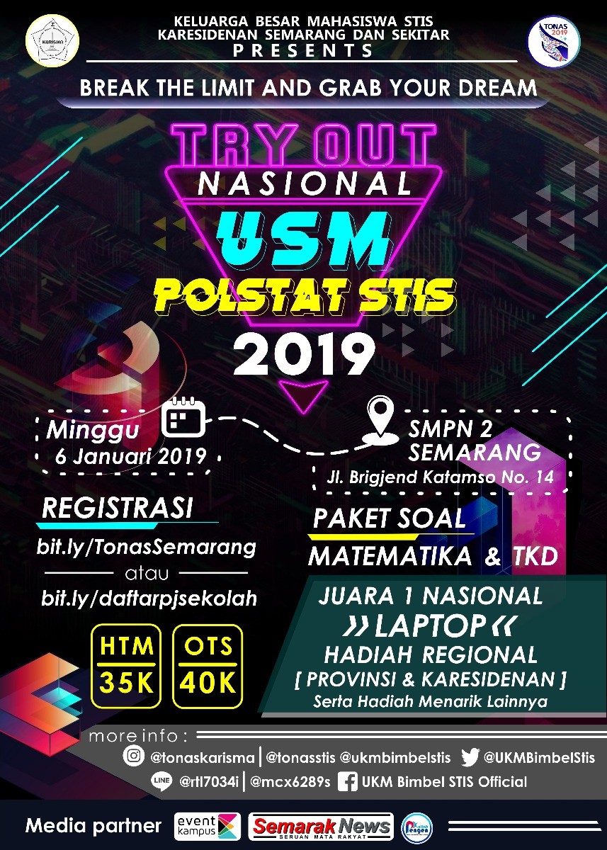 Poster Tryout Nasional USM Polstat STIS Regional Semarang