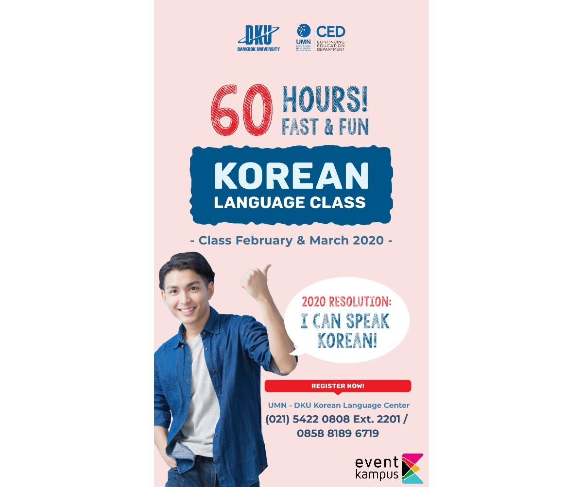 Poster UMN DKU Korean Language Course for Feb Mar 2020 Intakes